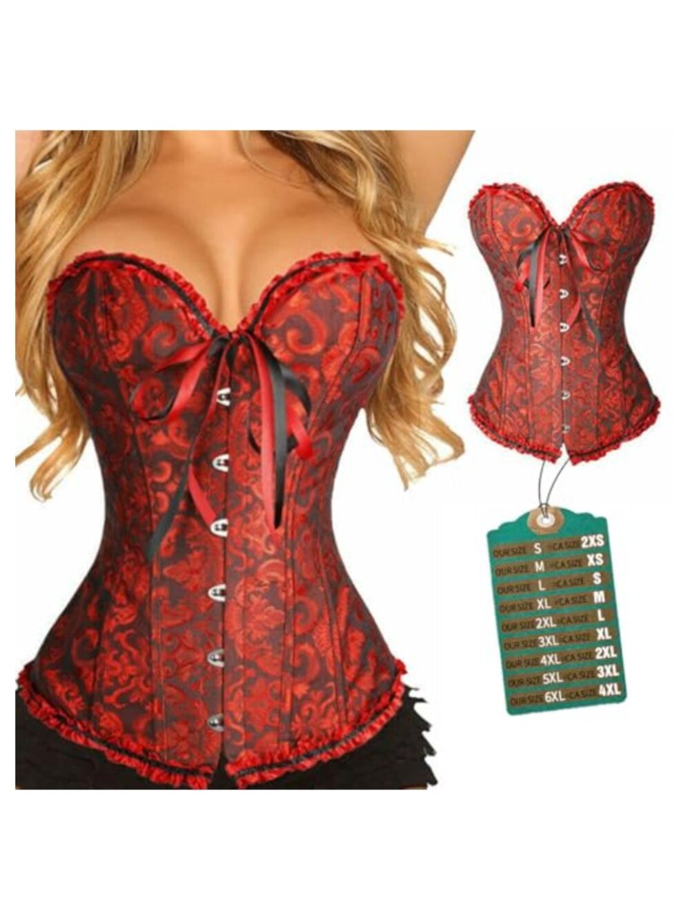 Lace Up Corset Bustier Overbust Waist Trainer Shapewear